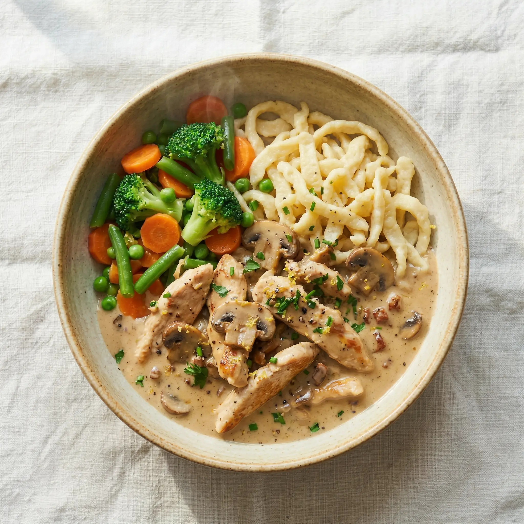 Hühnerfrikassee mit Spätzle