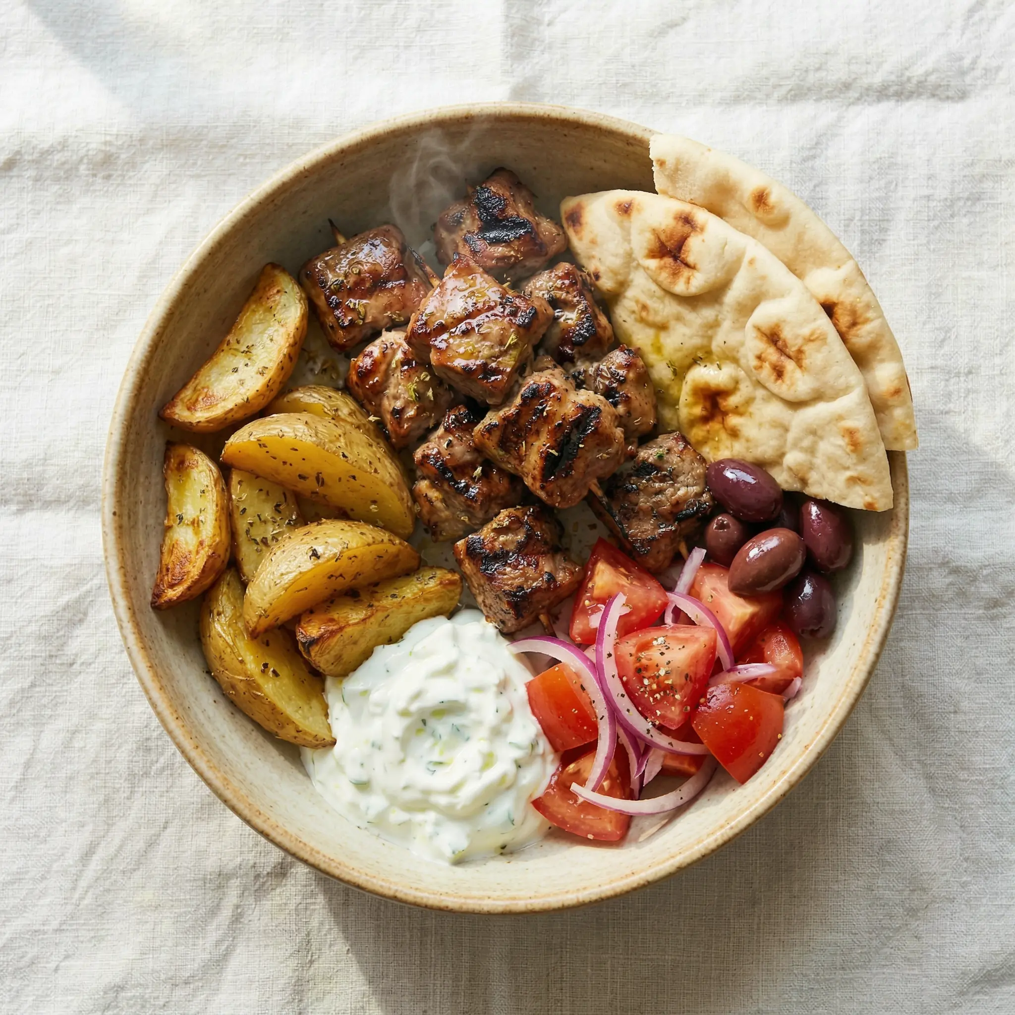 Griechische Souvlaki Bowl